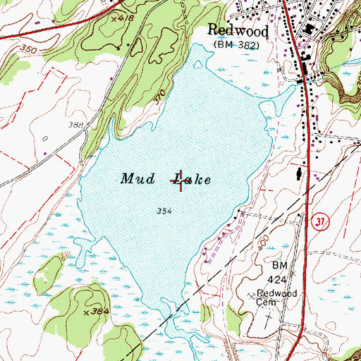 Topographic Map of Mud Lake, NY
