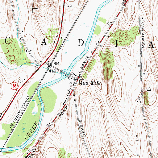 Topographic Map of Mud Mills, NY