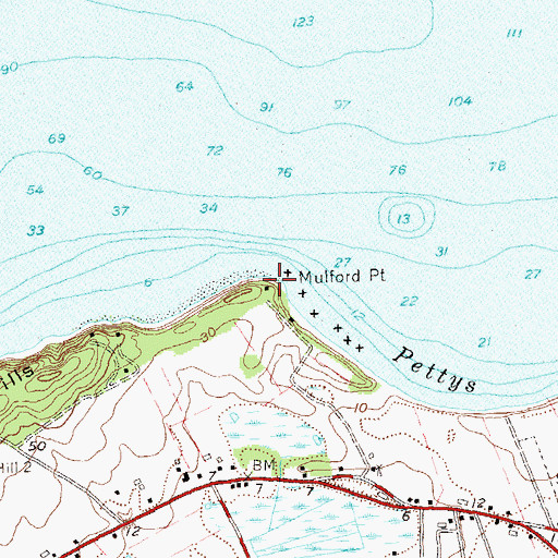 Topographic Map of Mulford Point, NY