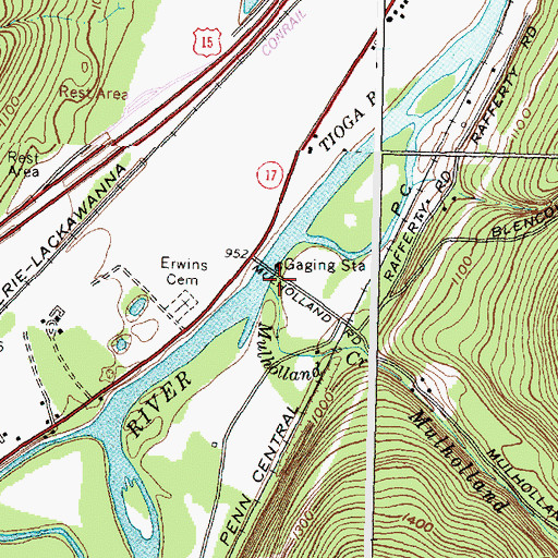 Topographic Map of Mulholland Creek, NY