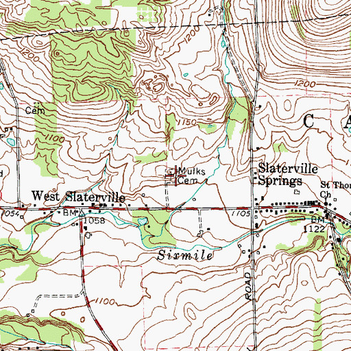 Topographic Map of Mulks Cemetery, NY