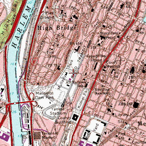 Topographic Map of Mullayly Park, NY