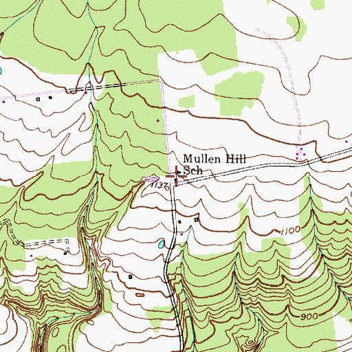 Topographic Map of Mullen Hill School, NY
