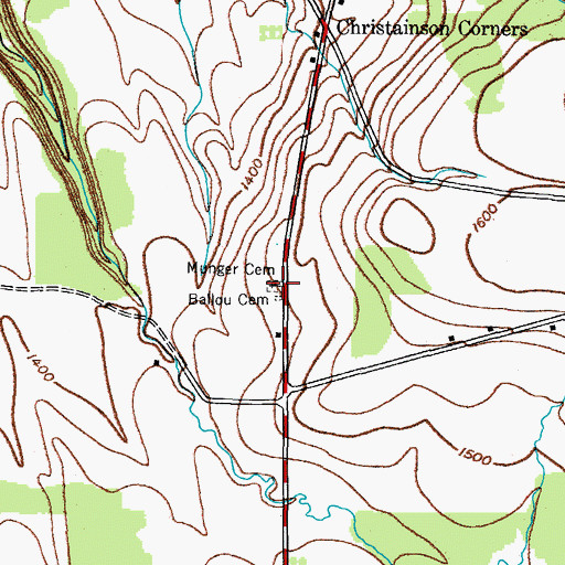 Topographic Map of Munger Cemetery, NY