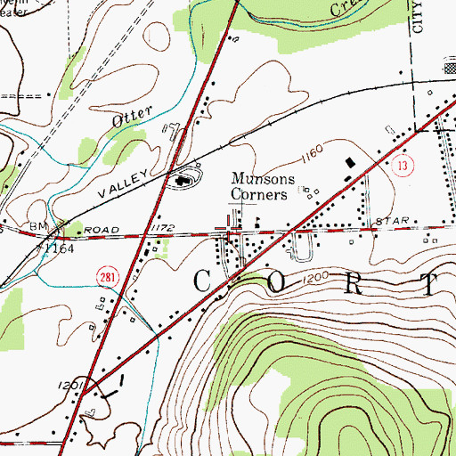 Topographic Map of Munsons Corners, NY