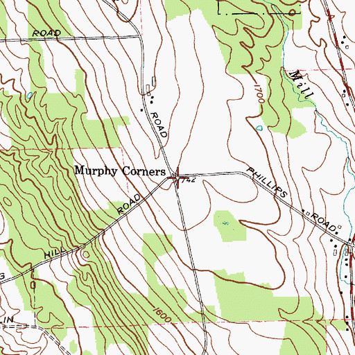 Topographic Map of Murphy Corners, NY
