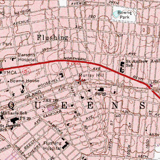 Topographic Map of Murray Hill Station, NY