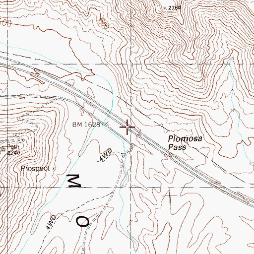 Topographic Map of Plomosa Pass, AZ