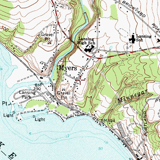 Topographic Map of Myers, NY