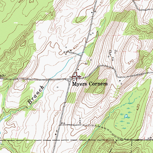 Topographic Map of Myers Corners, NY