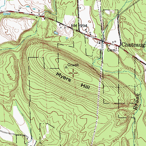 Topographic Map of Myers Hill, NY