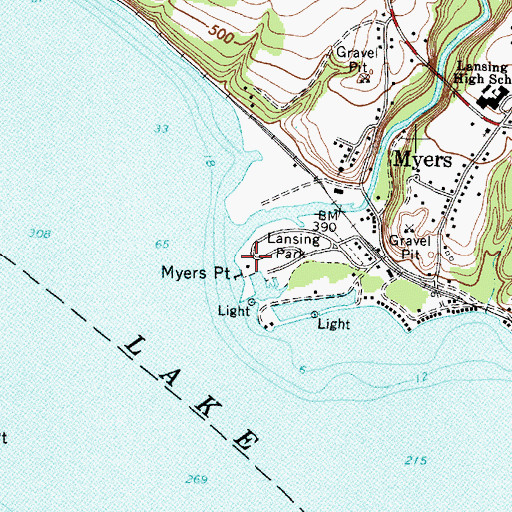 Topographic Map of Myers Point, NY