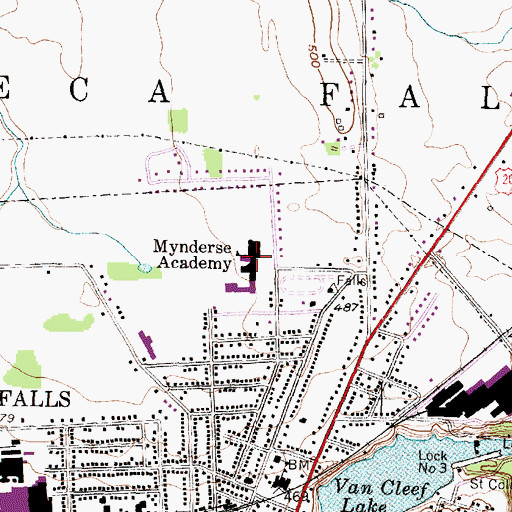 Topographic Map of Mynderse Academy, NY