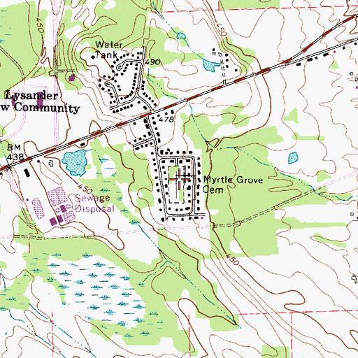 Topographic Map of Myrtle Grove Cemetery, NY
