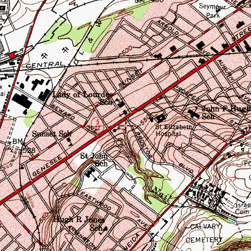 Topographic Map of Nail Creek, NY