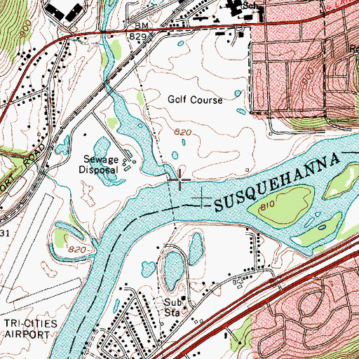 Topographic Map of Nanticoke Creek, NY