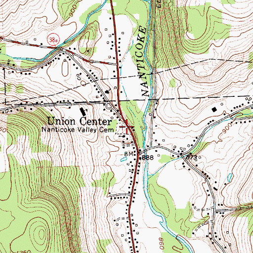 Topographic Map of Nanticoke Valley Cemetery, NY