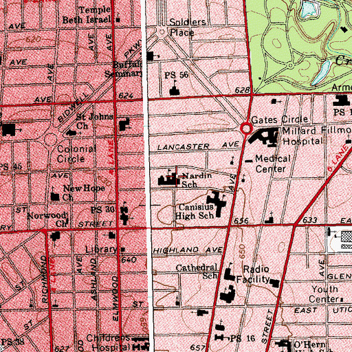 Topographic Map of Nardin Academy High School, NY