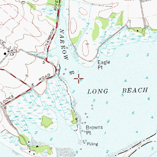 Topographic Map of Narrow River, NY