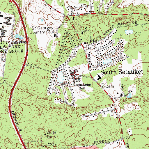 Topographic Map of Nassakeag Elementary School, NY
