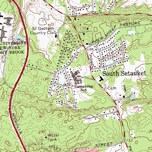 Topographic Map of Nassakeag Elementary School, NY