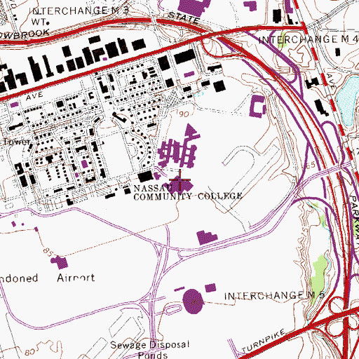 Topographic Map of Nassau Community College, NY