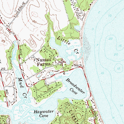 Topographic Map of Nassau Farms, NY