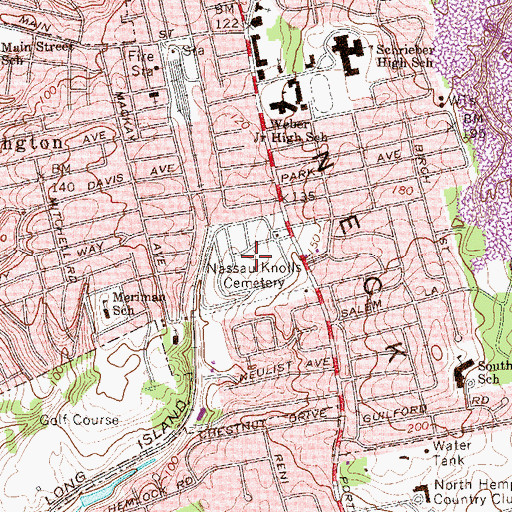 Topographic Map of Nassau Knolls Cemetery, NY