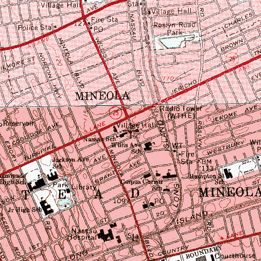 Topographic Map of Nassau School, NY