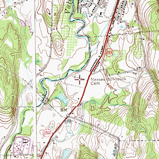 Topographic Map of Nassau and Schodack Cemetery, NY
