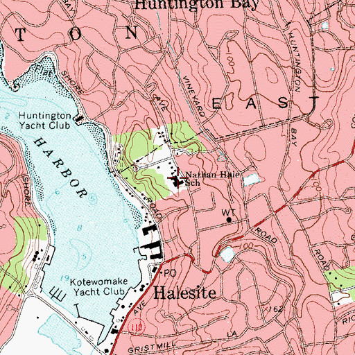 Topographic Map of Nathan Hale School, NY