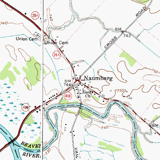 Topographic Map of Naumburg, NY