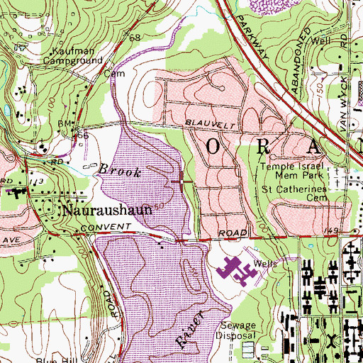 Topographic Map of Nauraushaun Brook, NY