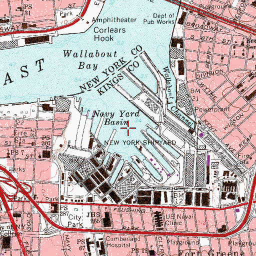 Topographic Map of Navy Yard Basin, NY