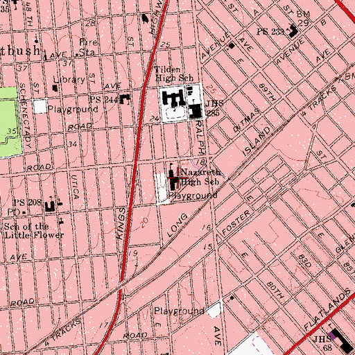 Topographic Map of Nazareth Regional High School, NY