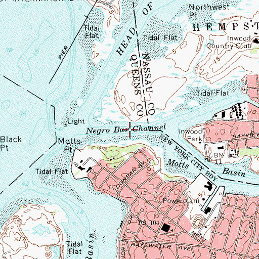 Topographic Map of Negro Bar Channel, NY