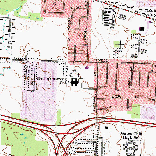 Topographic Map of Neil Armstrong School, NY