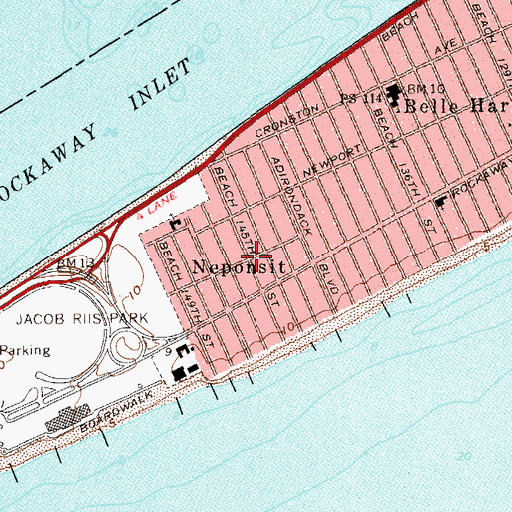 Topographic Map of Neponsit, NY