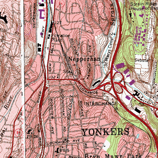 Topographic Map of Nepperhan, NY