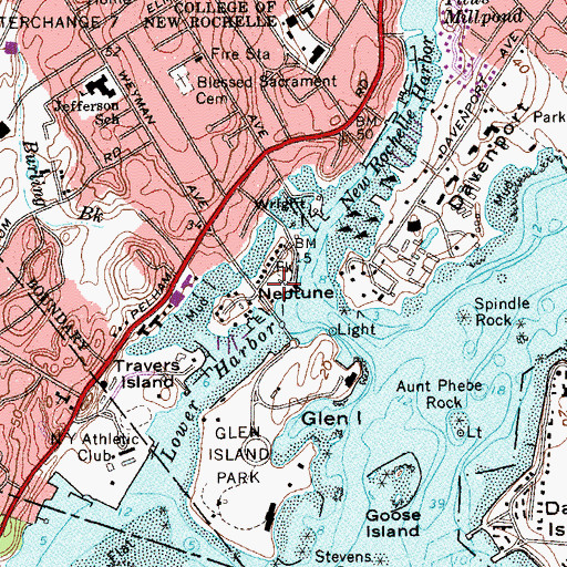 Topographic Map of Neptune Island, NY