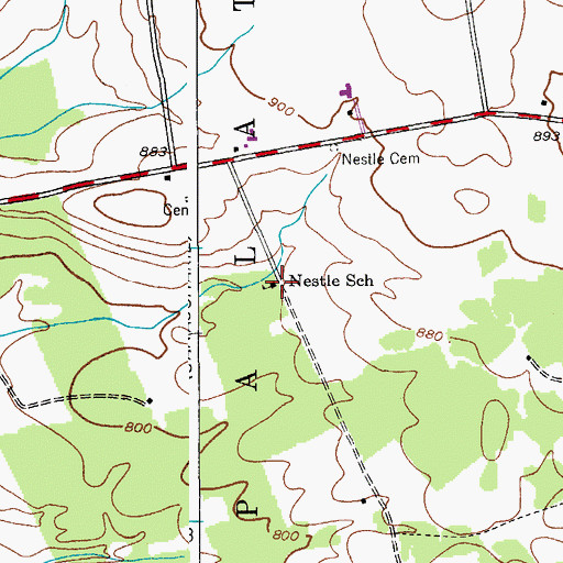 Topographic Map of Nestle School (historical), NY