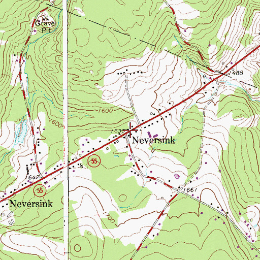 Topographic Map of Neversink, NY