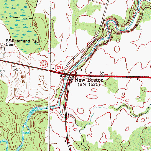 Topographic Map of New Boston, NY