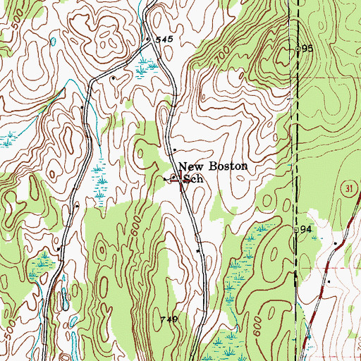 Topographic Map of New Boston School, NY