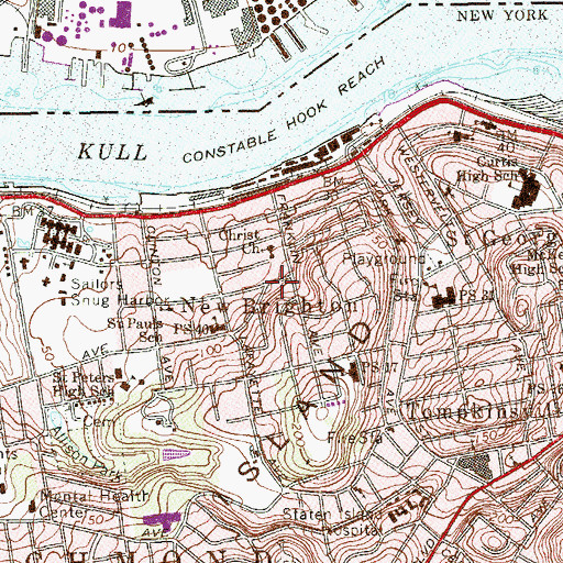 Topographic Map of New Brighton, NY