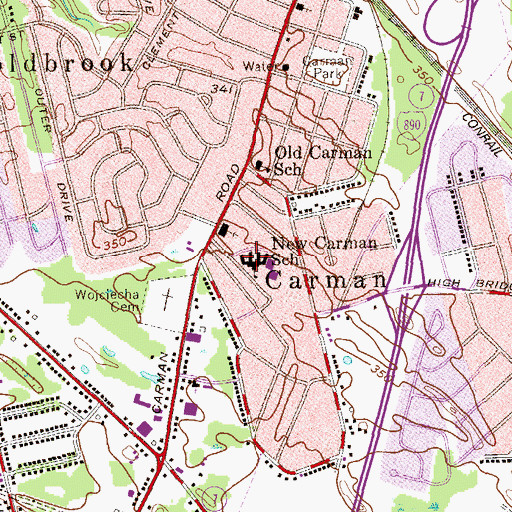 Topographic Map of Herman L Bradt Elementary School, NY