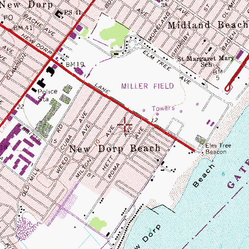 Topographic Map of New Dorp Beach, NY