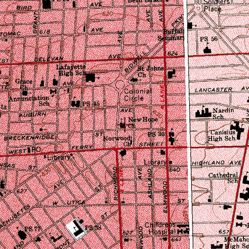 Topographic Map of New Hope Baptist Church, NY