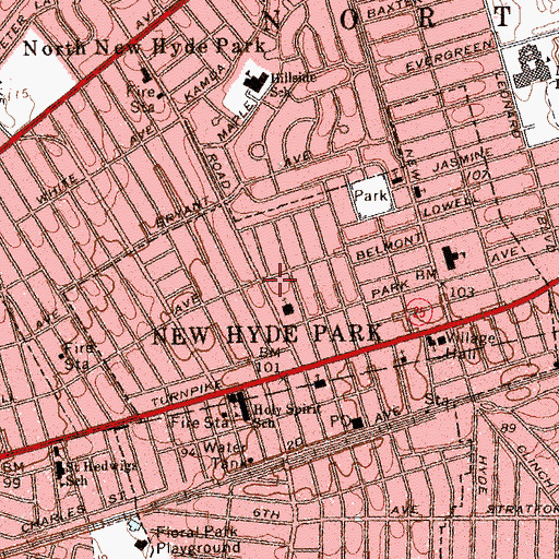 Topographic Map of New Hyde Park, NY