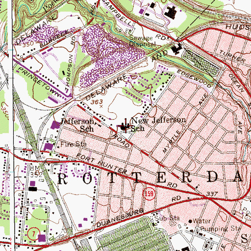 Topographic Map of Jefferson Elementary School, NY